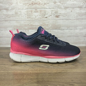 Skechers Womens Equalizer Perfect Pair Lace-Up Sneakers Navy Blue Pink Size 10